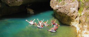 belize cave tubing group fun
